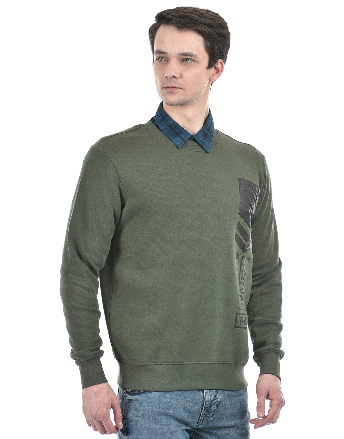 Numero Uno Men Abstract Green Sweat Shirt